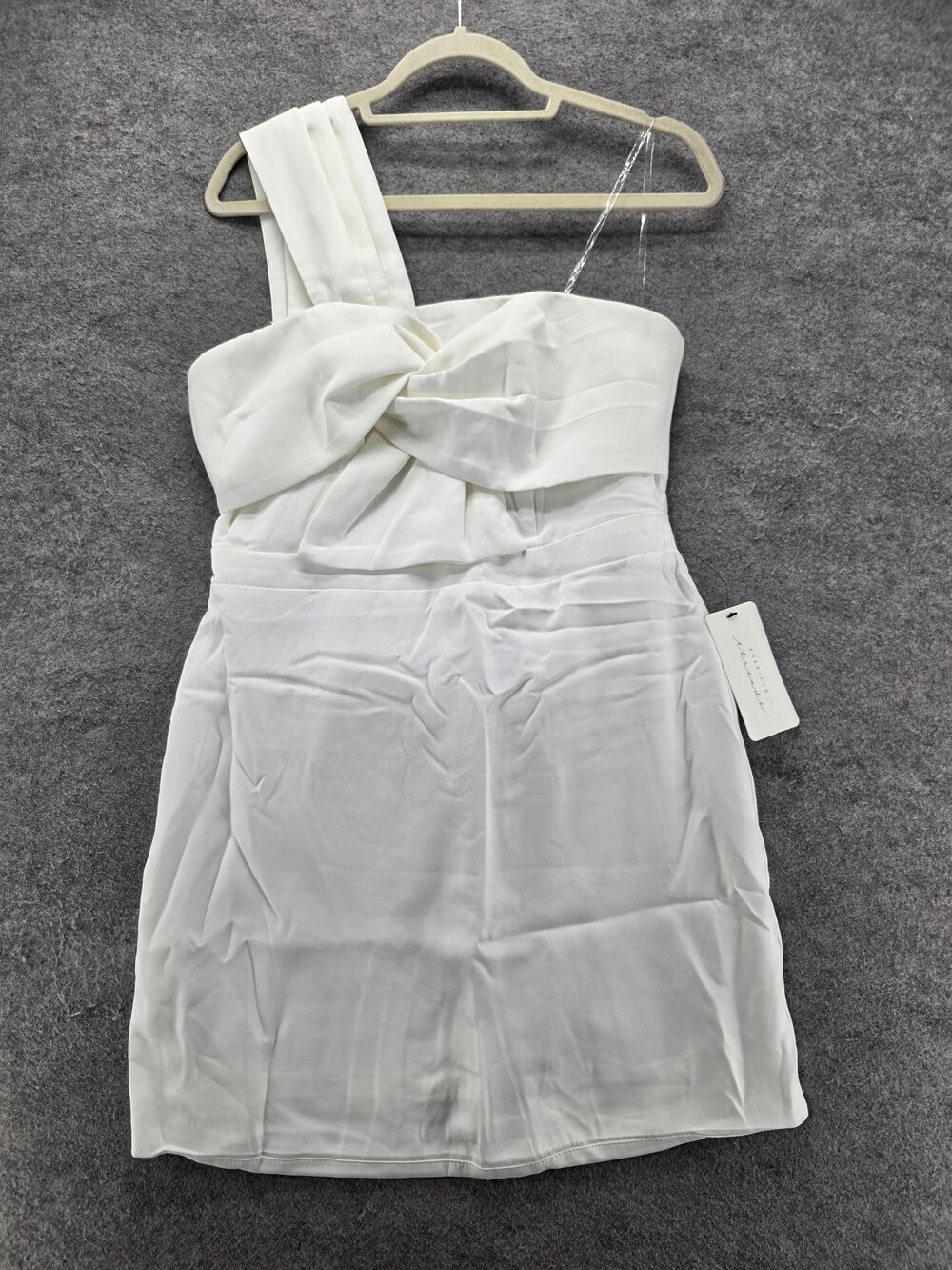 American Threads Dress Womens L White Sheath Short One Shoulder Ruched Party
